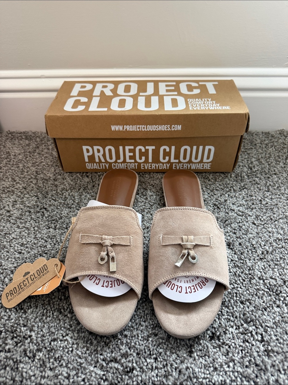 Project Cloud Latte Suede Slide Sandals